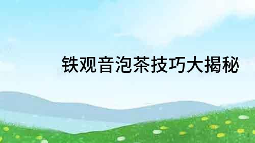 鐵觀音泡茶技巧大揭秘