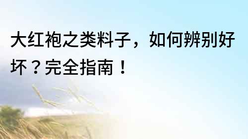 大紅袍之類料子，如何辨別好壞？完全指南！