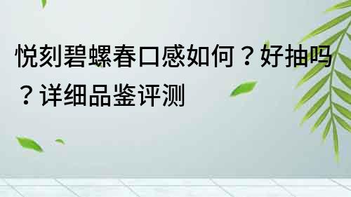 悅刻碧螺春口感如何？好抽嗎？詳細(xì)品鑒評(píng)測(cè)