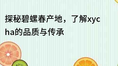 探秘碧螺春產地，了解xycha的品質與傳承