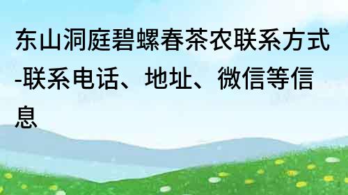 東山洞庭碧螺春茶農聯系方式-聯系電話、地址、微信等信息