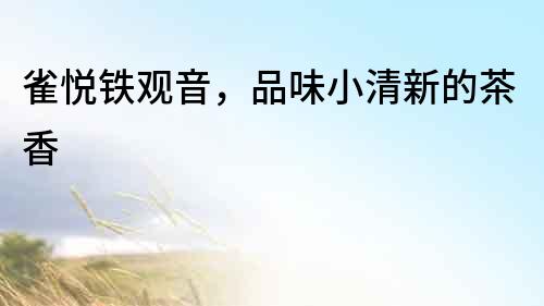 雀悅鐵觀音，品味小清新的茶香
