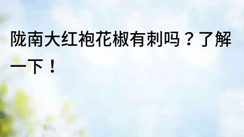 隴南大紅袍花椒有刺嗎？了解一下！
