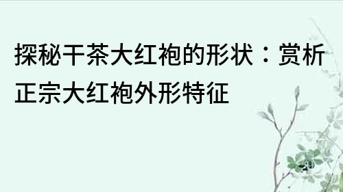 探秘干茶大紅袍的形狀：賞析正宗大紅袍外形特征