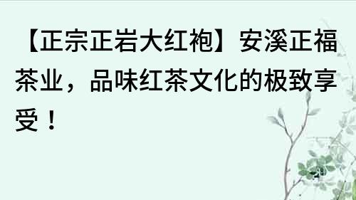 【正宗正巖大紅袍】安溪正福茶業，品味紅茶文化的極致享受！