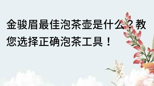 金駿眉最佳泡茶壺是什么？教您選擇正確泡茶工具！