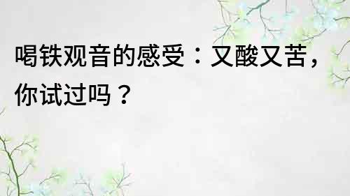 喝鐵觀音的感受：又酸又苦，你試過嗎？