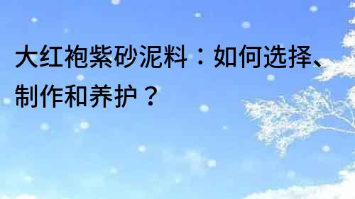 大紅袍紫砂泥料：如何選擇、制作和養護？