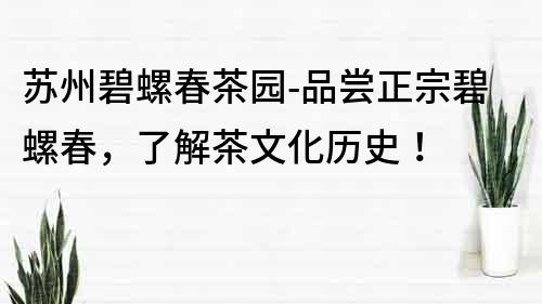 蘇州碧螺春茶園-品嘗正宗碧螺春，了解茶文化歷史！