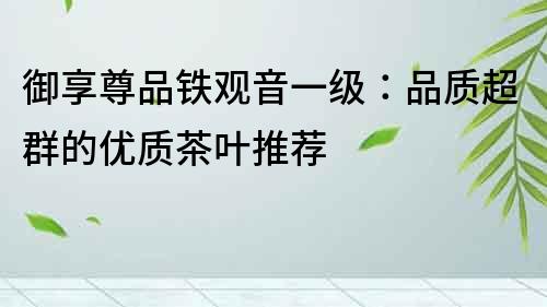 御享尊品鐵觀音一級：品質超群的優(yōu)質茶葉推薦