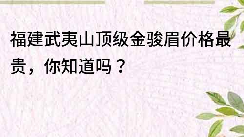 福建武夷山頂級金駿眉價格最貴，你知道嗎？