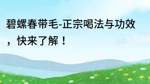 碧螺春帶毛-正宗喝法與功效，快來了解！