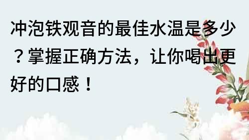 沖泡鐵觀音的最佳水溫是多少？掌握正確方法，讓你喝出更好的口感！
