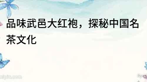 品味武邑大紅袍，探秘中國(guó)名茶文化