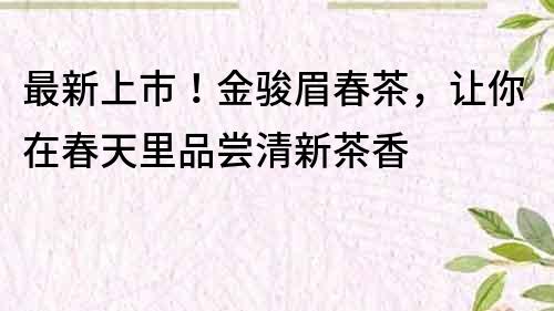最新上市！金駿眉春茶，讓你在春天里品嘗清新茶香