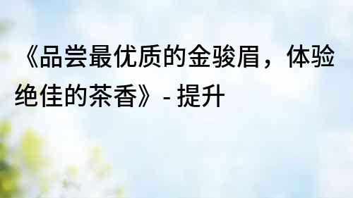 《品嘗最優質的金駿眉，體驗絕佳的茶香》- 提升