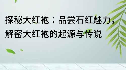 探秘大紅袍：品嘗石紅魅力，解密大紅袍的起源與傳說