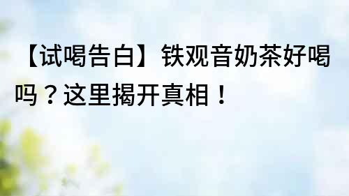 【試喝告白】鐵觀音奶茶好喝嗎？這里揭開真相！