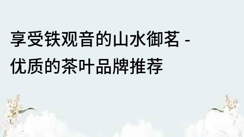 享受鐵觀音的山水御茗 - 優質的茶葉品牌推薦