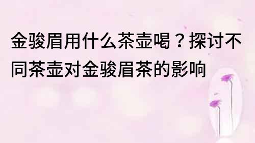 金駿眉用什么茶壺喝？探討不同茶壺對(duì)金駿眉茶的影響