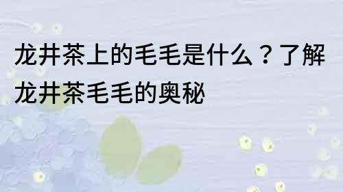 龍井茶上的毛毛是什么？了解龍井茶毛毛的奧秘