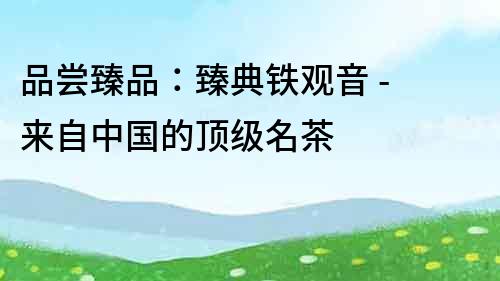 品嘗臻品：臻典鐵觀音 - 來(lái)自中國(guó)的頂級(jí)名茶