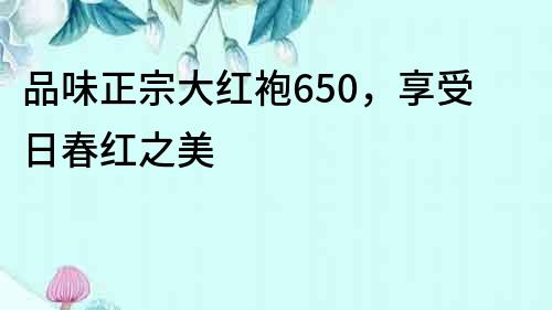 品味正宗大紅袍650，享受日春紅之美