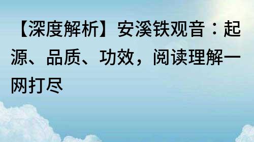 【深度解析】安溪鐵觀音：起源、品質、功效，閱讀理解一網打盡