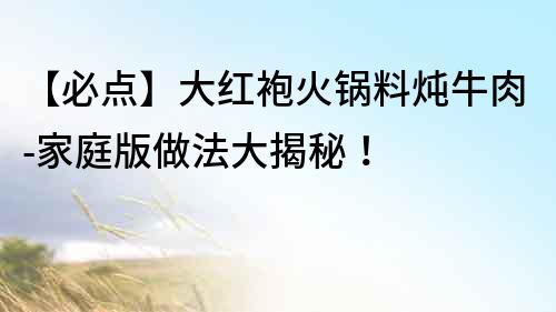 【必點】大紅袍火鍋料燉牛肉-家庭版做法大揭秘！
