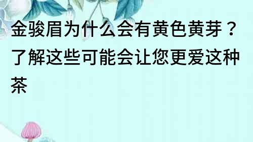 金駿眉為什么會有黃色黃芽？了解這些可能會讓您更愛這種茶
