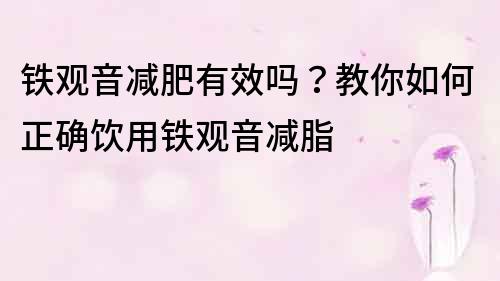 鐵觀音減肥有效嗎？教你如何正確飲用鐵觀音減脂
