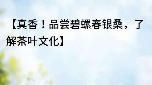 【真香！品嘗碧螺春銀桑，了解茶葉文化】