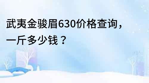 武夷金駿眉630價格查詢，一斤多少錢？