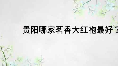 貴陽哪家茗香大紅袍最好？