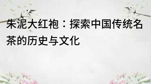 朱泥大紅袍：探索中國傳統(tǒng)名茶的歷史與文化