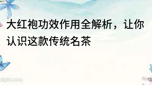 大紅袍功效作用全解析，讓你認識這款傳統名茶