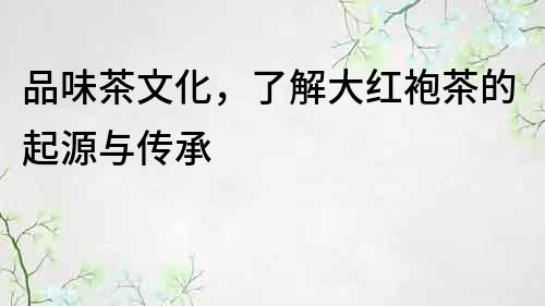 品味茶文化，了解大紅袍茶的起源與傳承