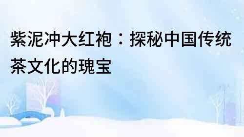 紫泥沖大紅袍：探秘中國傳統茶文化的瑰寶