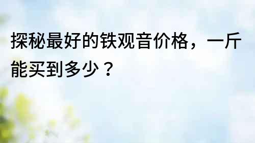 探秘最好的鐵觀音價格，一斤能買到多少？