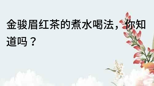 金駿眉紅茶的煮水喝法，你知道嗎？