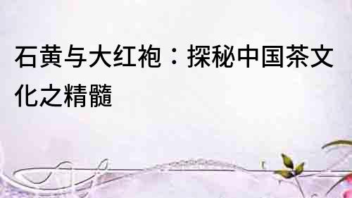 石黃與大紅袍：探秘中國茶文化之精髓