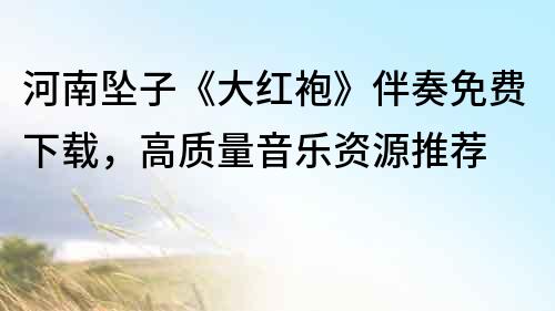 河南墜子《大紅袍》伴奏免費(fèi)下載，高質(zhì)量音樂(lè)資源推薦