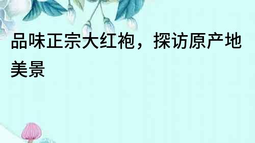 品味正宗大紅袍，探訪原產(chǎn)地美景