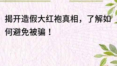 揭開造假大紅袍真相，了解如何避免被騙！