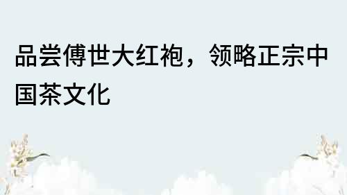 品嘗傅世大紅袍，領略正宗中國茶文化