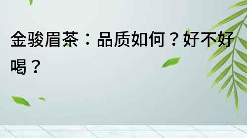 金駿眉茶：品質(zhì)如何？好不好喝？