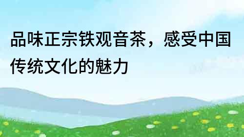 品味正宗鐵觀音茶，感受中國傳統文化的魅力
