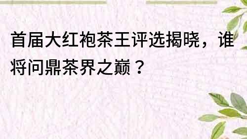 首屆大紅袍茶王評(píng)選揭曉，誰(shuí)將問(wèn)鼎茶界之巔？