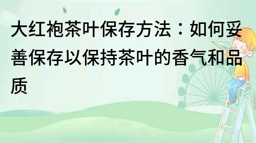 大紅袍茶葉保存方法：如何妥善保存以保持茶葉的香氣和品質