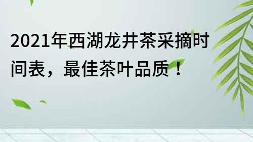 2021年西湖龍井茶采摘時間表，最佳茶葉品質！